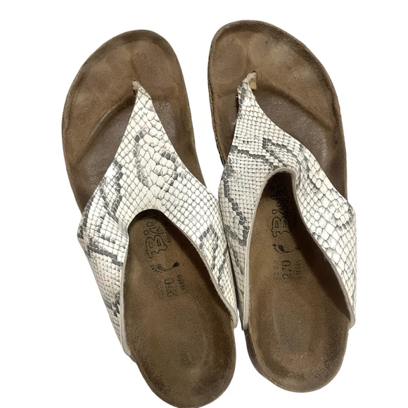 Birki’s By Birkenstock Snake Skin Sandals Size W11 M9 Summer Flats Comfortable - Picture 2 of 13